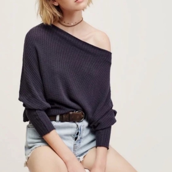 Free People Tops - Free People Drippy Thermal Mercury Tee